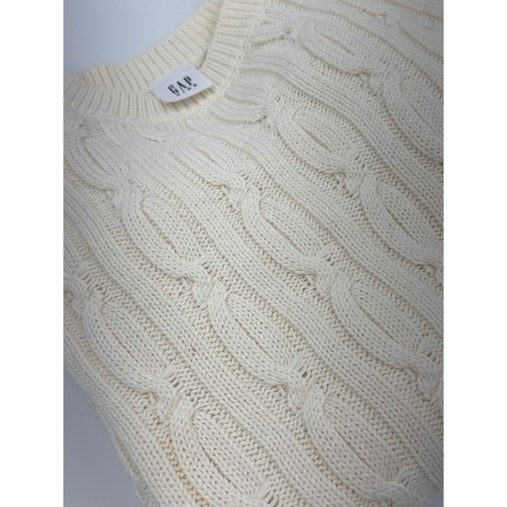 Gap Kids Cable Knit Sweater Ivory Frost Cream Cotton Pullover L 10 514418-01